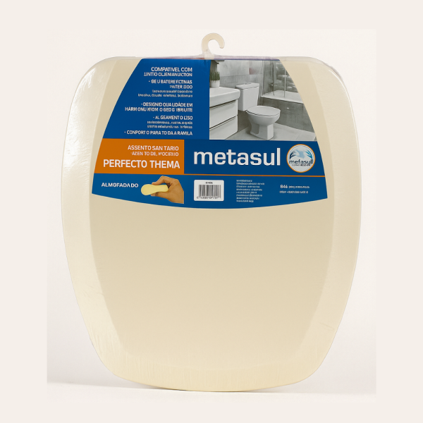 ASSENTO SANITÁRIO ALMOFADADO RETANGULO BISCUIT METASUL