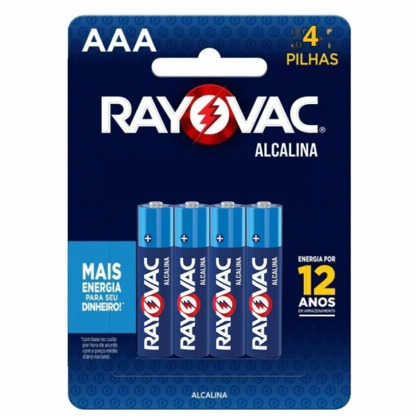 PILHA ALCALINA PEQUENA 3A C/4 - RAYOVAC