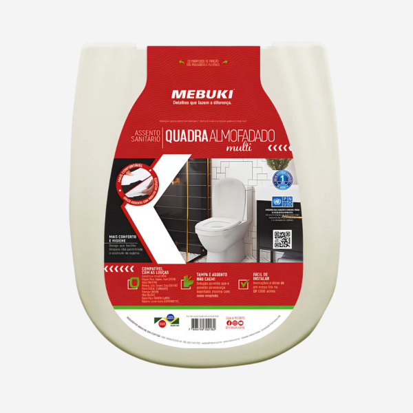 ASSENTO SANITÁRIO ALMOFADADO RETANGULO BISCUIT MEBUKI