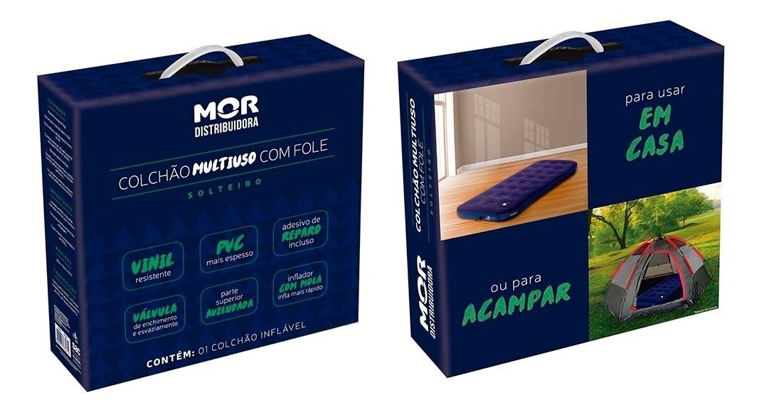 COLCHÃO MULTIUSO SOLTEIRO INFLÁVEL COM FOLE MANUAL MOR-10871
