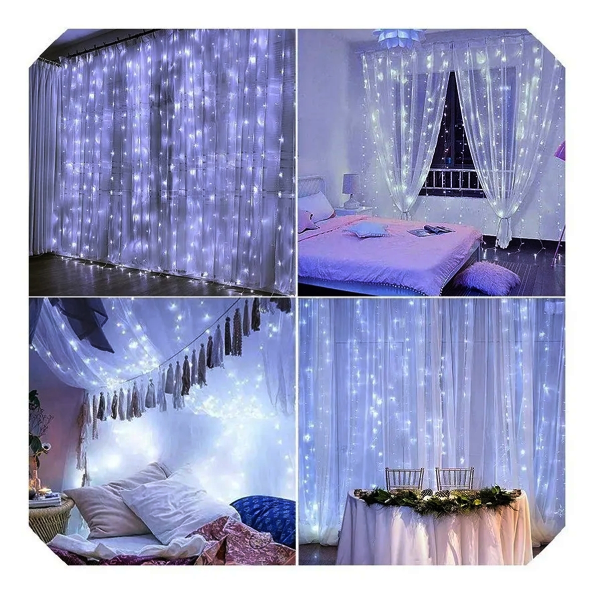 CORTINA DE LED BRANCO FRIO FIXA 3MX2M COM 300 LÂMPADAS -12531