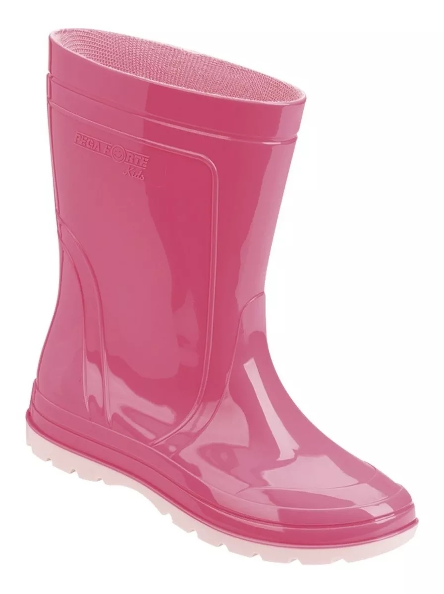 BOTA INFANTIL PEGA FORTE ROSA GALOCHA COM FORRO GRENDENE-9617