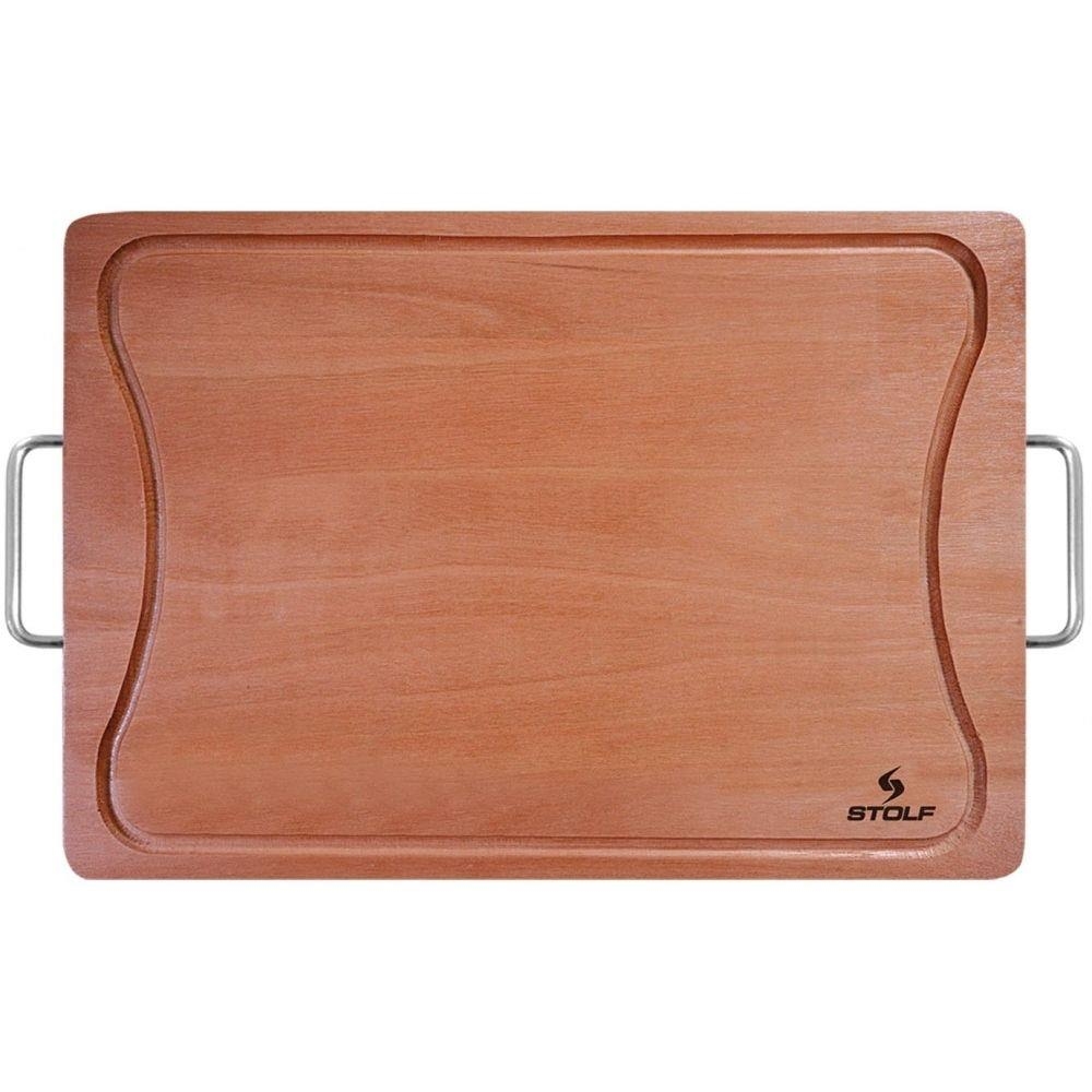 TÁBUA PARA CARNE DE MADEIRA 39CM X 25CM STOLF COM CABO-9846