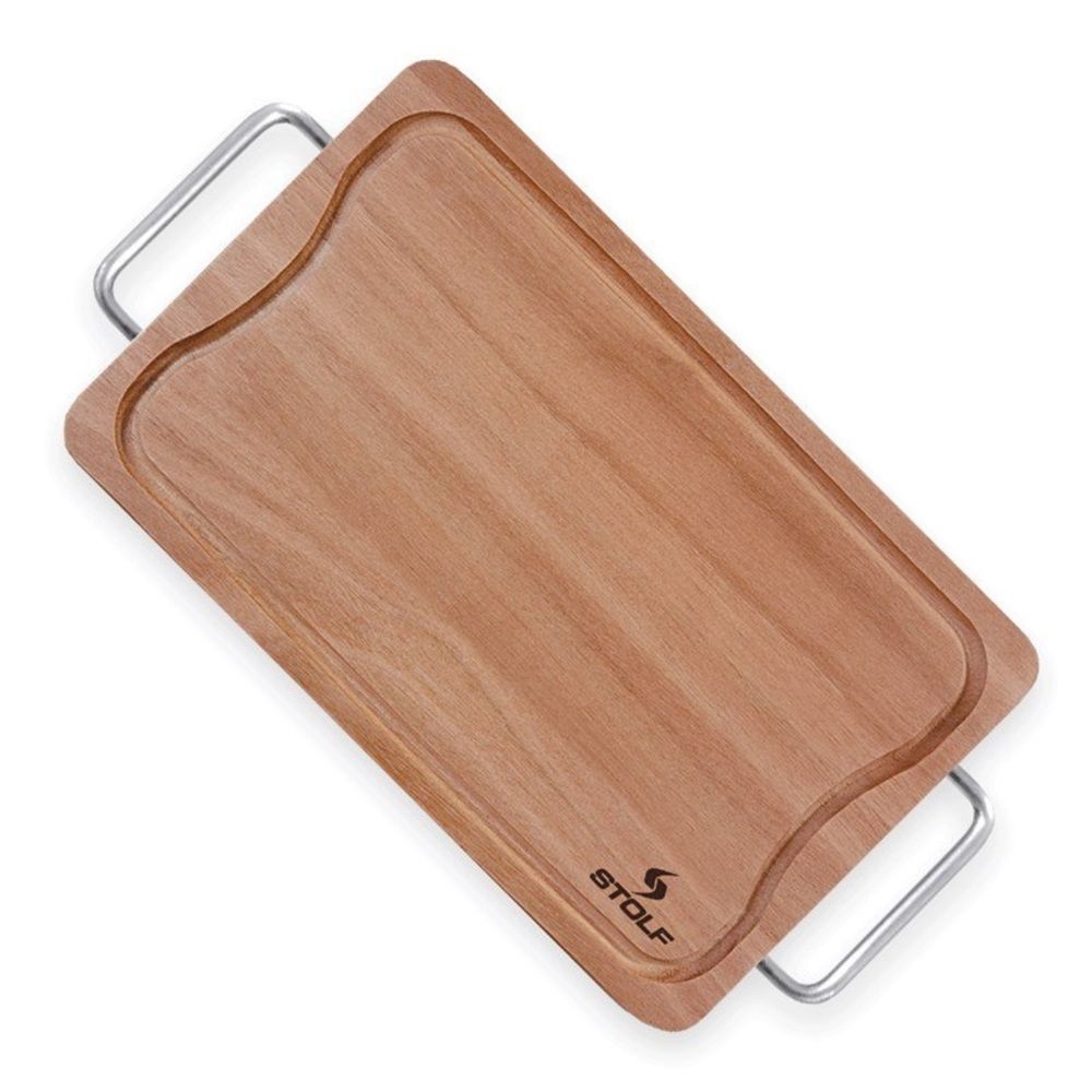 TÁBUA PARA CARNE DE MADEIRA 39CM X 25CM STOLF COM CABO-0
