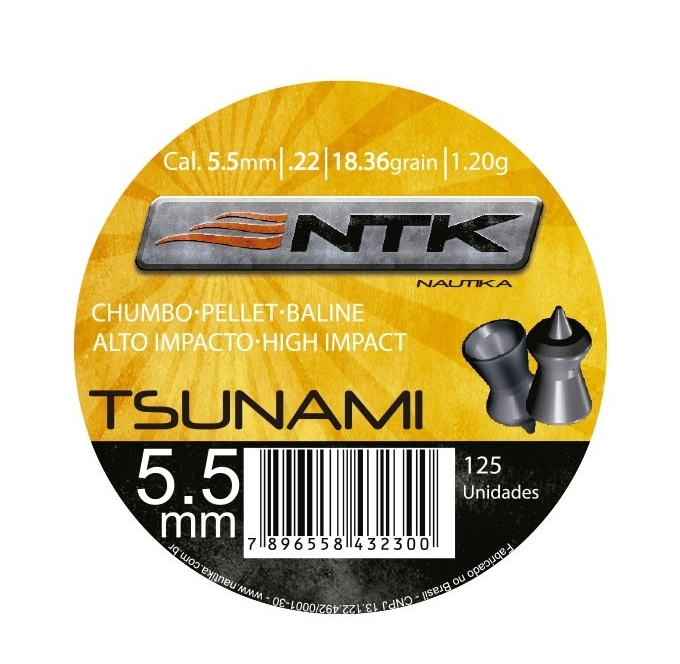 CHUMBO PARA CAÇA 5,5MM COM 125 NAUTIKA TSUNAMI-0