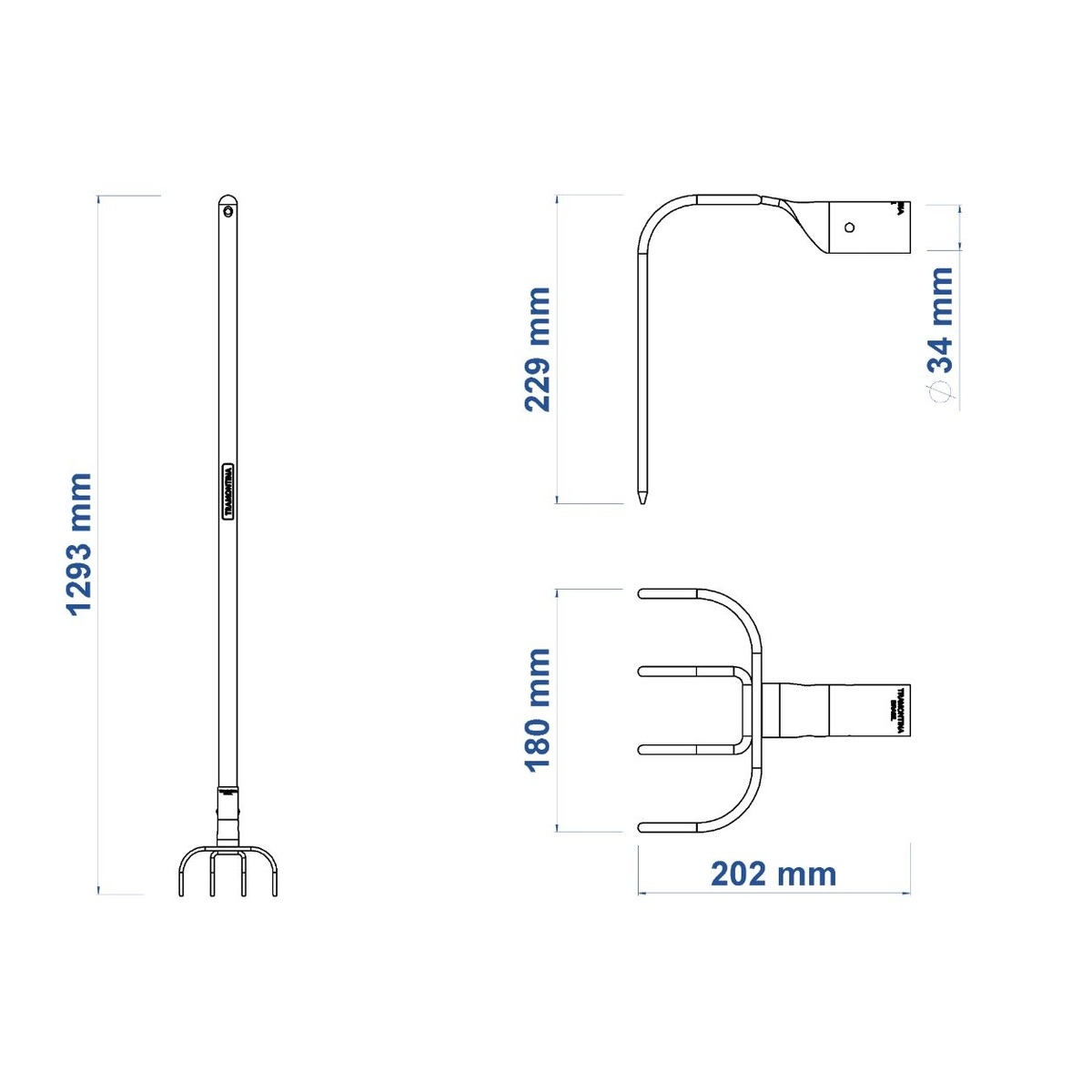 FORCADO CURVO COM 4 DENTES EM AÇO COM CABO MADEIRA 120 CM TRAMONTINA 77140544-10706