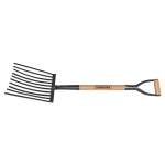 FORCADO PARA CASCALHO COM 10 DENTES EM AÇO COM CABO MADEIRA 74CM TRAMONTINA-11020