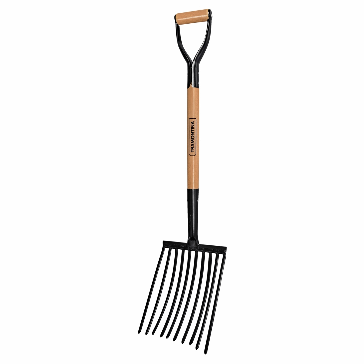 FORCADO PARA CASCALHO COM 10 DENTES EM AÇO COM CABO MADEIRA 74CM TRAMONTINA-0