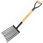 FORCADO PARA CASCALHO COM 10 DENTES EM AÇO COM CABO MADEIRA 74CM TRAMONTINA-11021