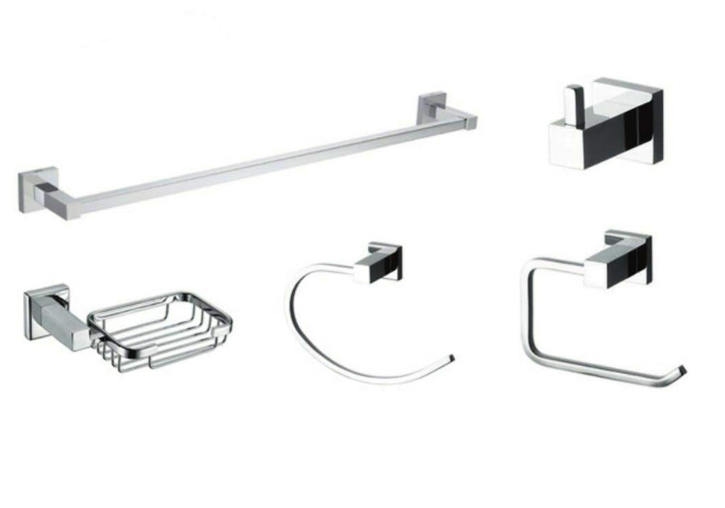 KIT PARA BANHEIRO METAL 5 PEÇAS EXACTO METALPLAS-0