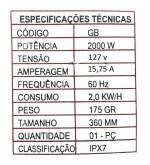 EBULIDOR ELÉTRICO EM ALUMÍNIO 2000W 127V RESISWAL-12237