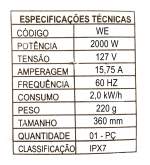 EBULIDOR ELÉTRICO EM INOX 2000W 127V RESISWAL-12270