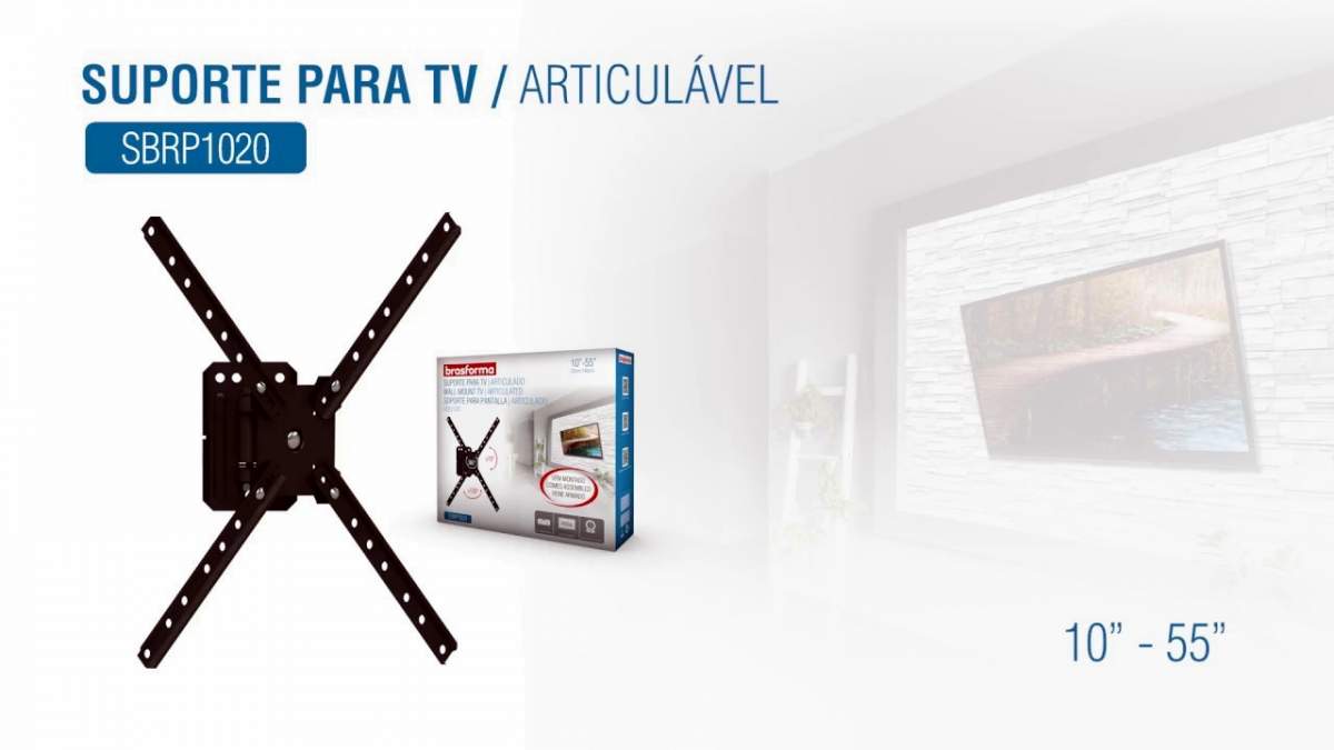 SUPORTE P/ TV LCD ARTICULADO 10-55" SBRP1020 BRASFORMA-13221