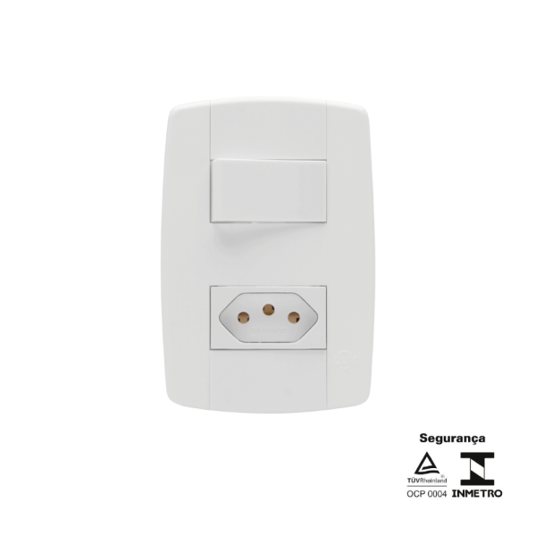 INTERRUPTOR SIMPLES COM TOMADA 10A 2P+T LEV - ILUMI